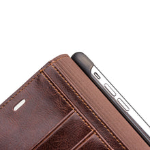 QIALINO Genuine Cowhide Leather Phone Case for iPhone XR 6.1 inch, Full Protection Folio Flip Wallet Mobile Cover - Brown