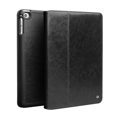 QIALINO Classic TPU + Cowhide Leather Stand Tablet Case with Pen Slot for iPad mini 4/mini (2019) 7.9 inch - Black