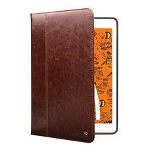 QIALINO Classic TPU + Cowhide Leather Stand Tablet Case with Pen Slot for iPad mini 4/mini (2019) 7.9 inch - Brown