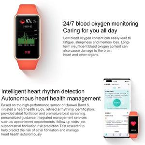 Original Huawei Band 6 1.47 inch AMOLED Color Screen Smart Wristband Bracelet, NFC Edition, Support Blood Oxygen Heart Rate Monitor / 2 Weeks Long Battery Life / Sleep Monitor / 96 Sports Modes(Orange)
