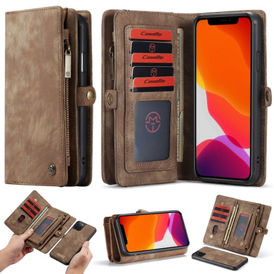 For iPhone 11 Pro CaseMe-008 Detachable Multifunctional Horizontal Flip Leather Case with Card Slot & Holder & Zipper Wallet & Photo Frame (Brown)