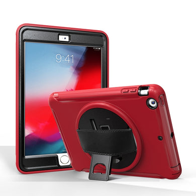 For iPad mini 3 & 2 & 1 360 Degree Rotation PC+TPU Protective Cover with Holder & Hand Strap(Red)