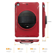 For iPad mini 3 & 2 & 1 360 Degree Rotation PC+TPU Protective Cover with Holder & Hand Strap(Red)