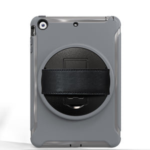 For iPad mini 3 & 2 & 1 360 Degree Rotation PC+TPU Protective Cover with Holder & Hand Strap(Grey)
