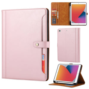 Calf Texture Double Fold Clasp Horizontal Flip Leather Case with Photo Frame & Holder & Card Slots & Wallet For iPad mini 5 / mini 4 / mini 3(Rose Gold)