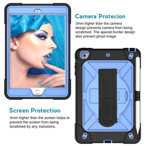 Contrast Color Silicone + PC Combination Case with Holder For iPad mini 3(Black + Blue)