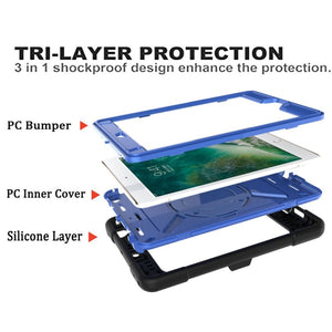 Contrast Color Silicone + PC Combination Case with Holder For iPad mini 3(Black + Blue)