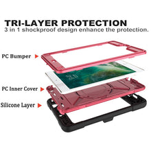 Contrast Color Silicone + PC Combination Case with Holder For iPad mini 3(Black + Rose Red)