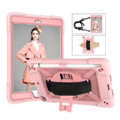 Contrast Color Silicone + PC Combination Case with Holder For iPad mini 3(Rose Gold)