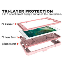 Contrast Color Silicone + PC Combination Case with Holder For iPad mini 3(Rose Gold)