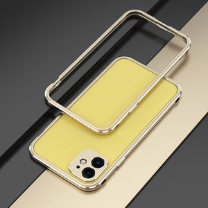 For iPhone 11 Aurora Series Lens Protector + Metal Frame Protective Case (Gold)