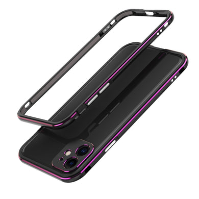 For iPhone 11 Pro Max Aurora Series Lens Protector + Metal Frame Protective Case (Black Purple)