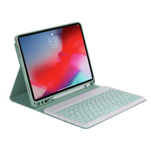 YT07B Detachable Candy Color Skin Feel Texture Round Keycap Bluetooth Keyboard Leather Case For iPad 9.7 inch 2018 & 2017 / Pro 9.7 inch / Air 2 / Air(Light Green)
