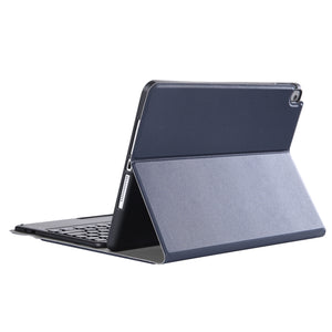 YA07B-A Detachable Lambskin Texture Round Keycap Bluetooth Keyboard Leather Tablet Case with Touch Control & Pen Slot & Stand For iPad 9.7 inch (2018) & (2017) / Pro 9.7 inch / Air 2 / Air(Dark Blue)