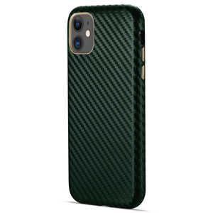 For iPhone 11 Carbon Fiber Leather Texture Kevlar Anti-fall Phone Protective Case (Green)