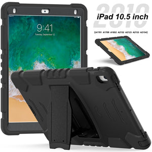 3-Layer Protection  Screen Frame + PC + Silicone Shockproof Combination Case with Holder For iPad Pro 10.5 (2019) / (2017)(Black+Black)
