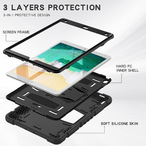 3-Layer Protection  Screen Frame + PC + Silicone Shockproof Combination Case with Holder For iPad Pro 10.5 (2019) / (2017)(Black+Black)