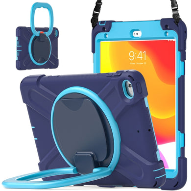 Silicone + PC Protective Case with Holder & Shoulder Strap For iPad mini 5 / 4(Navy Blue)