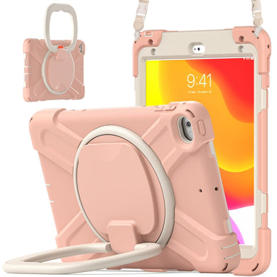 Silicone + PC Protective Case with Holder & Shoulder Strap For iPad mini 5 / 4(Rose Gold)