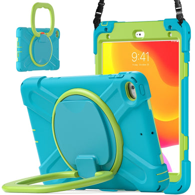 Silicone + PC Protective Case with Holder & Shoulder Strap For iPad mini 5 / 4(Light Blue)