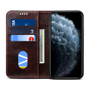 For iPhone 11 Baroque Simple Horizontal Flip Leather Case, with Holder & Card Slots & Wallet(Dark Brown)