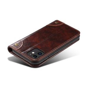 For iPhone 11 Baroque Simple Horizontal Flip Leather Case, with Holder & Card Slots & Wallet(Dark Brown)