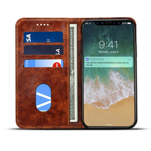 For iPhone X / XS Baroque Simple Horizontal Flip Leather Case, with Holder & Card Slots & Wallet(Light Brown)