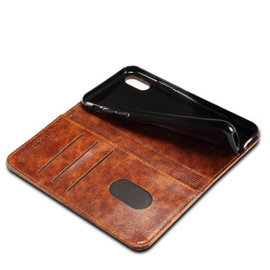For iPhone X / XS Baroque Simple Horizontal Flip Leather Case, with Holder & Card Slots & Wallet(Dark Brown)