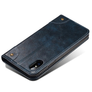 For iPhone X / XS Baroque Simple Horizontal Flip Leather Case, with Holder & Card Slots & Wallet(Blue)
