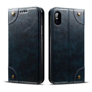 For iPhone X / XS Baroque Simple Horizontal Flip Leather Case, with Holder & Card Slots & Wallet(Blue)