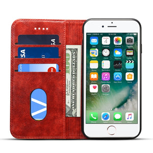 For iPhone SE 2022 / SE 2020 / 8 / 7 Baroque Simple Horizontal Flip Leather Case with Holder & Card Slots & Wallet(Red)