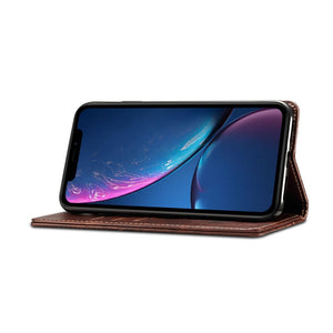 For iPhone XR Baroque Simple Horizontal Flip Leather Case with Holder & Card Slots & Wallet(Dark Brown)