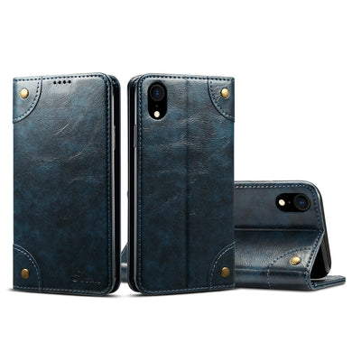 For iPhone XR Baroque Simple Horizontal Flip Leather Case with Holder & Card Slots & Wallet(Blue)