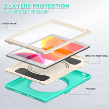 Shockproof  TPU + PC Protective Case with 360 Degree Rotation Foldable Handle Grip Holder & Pen Slot For iPad 9.7 2018 / 2017 / Air 2 / Pro 9.7(Mint Green)