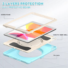 Shockproof TPU + PC Protective Case with 360 Degree Rotation Foldable Handle Grip Holder & Pen Slot For iPad 9.7 2018 / 2017 / Air 2 / Pro 9.7(Ice Crystal Blue)