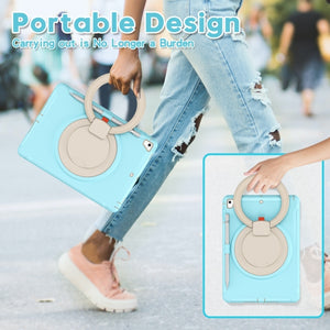 Shockproof TPU + PC Protective Case with 360 Degree Rotation Foldable Handle Grip Holder & Pen Slot For iPad 9.7 2018 / 2017 / Air 2 / Pro 9.7(Ice Crystal Blue)