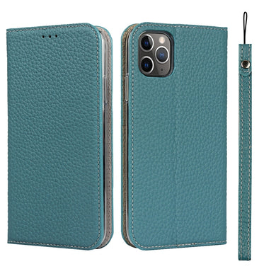 For iPhone 11 Pro Max Litchi Genuine Leather Phone Case (Sky Blue)