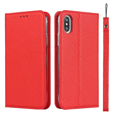 For iPhone X / XS Litchi Genuine Leather Phone Case(Red)