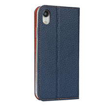 For iPhone XR Litchi Genuine Leather Phone Case(Dark Blue)