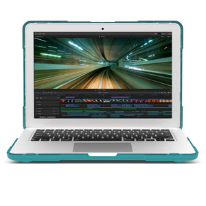 TPU + PC Two-color Anti-fall Laptop Protective Case For MacBook Pro Retina 15.4 inch A1398(Sky Blue)
