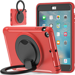 Shockproof TPU + PC Protective Case with 360 Degree Rotation Foldable Handle Grip Holder & Pen Slot For iPad mini 3 / 2 / 1(Red)