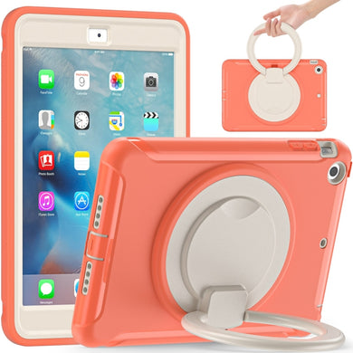 Shockproof TPU + PC Protective Case with 360 Degree Rotation Foldable Handle Grip Holder & Pen Slot For iPad mini 3 / 2 / 1(Living Coral)