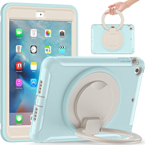 Shockproof TPU + PC Protective Case with 360 Degree Rotation Foldable Handle Grip Holder & Pen Slot For iPad mini 3 / 2 / 1(Ice Crystal Blue)