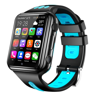 W5 1.54 inch Full-fit Screen Dual Cameras Smart Phone Watch, Support SIM Card / GPS Tracking / Real-time Trajectory / Temperature Monitoring, 1GB+8GB(Black Blue)