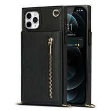 For iPhone 11 Pro Cross-body Zipper Square TPU+PU Back Cover Case with Holder & Card Slots & Wallet & Strap (Black)