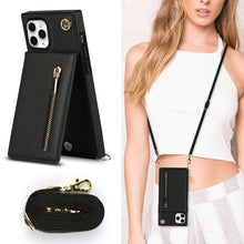 For iPhone 11 Pro Cross-body Zipper Square TPU+PU Back Cover Case with Holder & Card Slots & Wallet & Strap (Black)