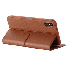 For iPhone XS Max GEBEI Top-grain Leather Horizontal Flip Protective Case with Holder & Card Slots & Wallet & Photo Frame(Brown)