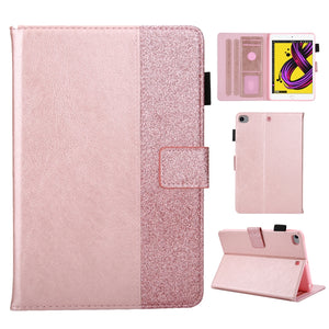 Glitter Powder Stitching Hot-pressed Changing PU Leather Case with Holder & Card Slots & Sleep / Wake-up Function For iPad mini 5/4/3/2/1(Pink)