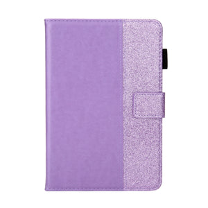 Glitter Powder Stitching Hot-pressed Changing PU Leather Case with Holder & Card Slots & Sleep / Wake-up Function For iPad mini 5/4/3/2/1(Purple)