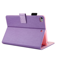 Glitter Powder Stitching Hot-pressed Changing PU Leather Case with Holder & Card Slots & Sleep / Wake-up Function For iPad mini 5/4/3/2/1(Purple)